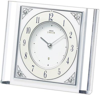 画像1: 白大理石エレガントなデザイン置き時計（小）