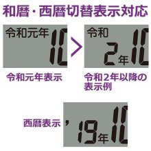 商品詳細2: 新元号「令和」表示の多機能デジタル掛置兼用時計