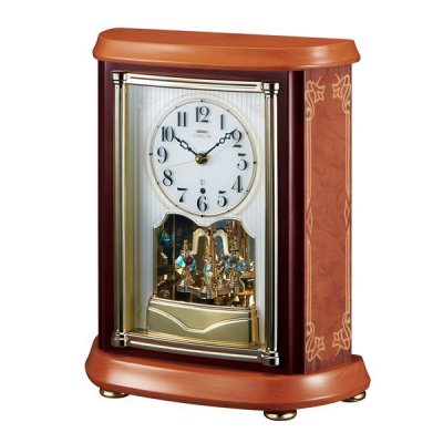 画像1: 木象嵌の華麗な上質なデザイン置時計
