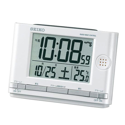 丸みのあるデザインが ソフトな印象 アラームが2つセットできる 使いやすいセイコーの電波目ざまし時計 セイコークロックセレクトショップ