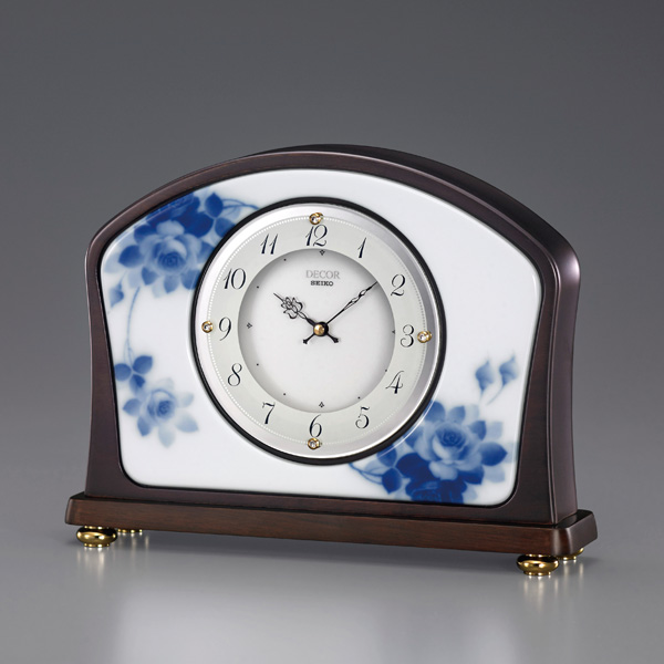 画像1: 「ブルーローズ」大倉陶園の高級デザイン置時計