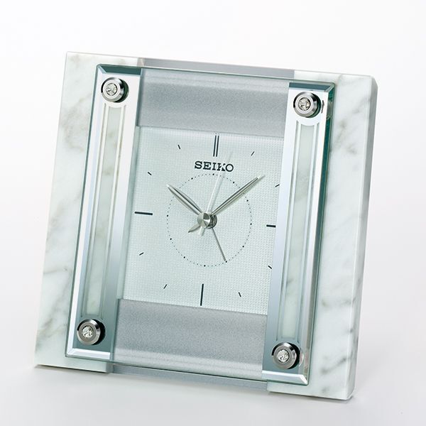 画像1: 天然の白大理石の高級感があふれる置き時計