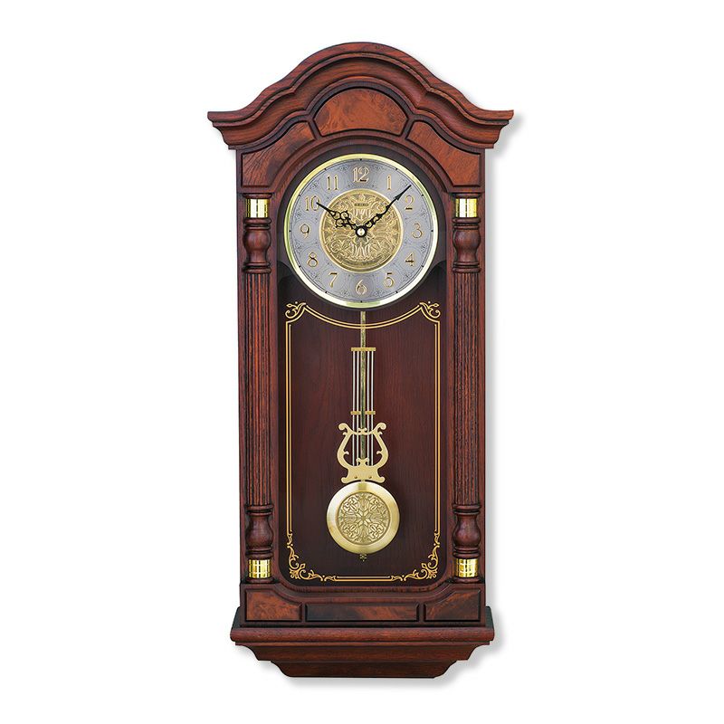 画像1: アンティークな高級木材振り子掛け時計